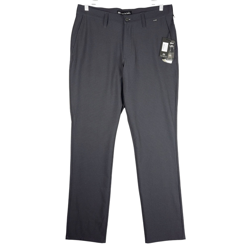 TravisMathew Gyoza Pant Mens 32 Black Grey Pinstripe Golf Trousers‎ 1MT637 NEW